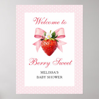 Poster Bienvenue à la Baby Shower Rose Coquette Fleur d'É