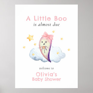 Poster Bienvenue à la Baby Shower Rose Little Boo Bow Fan