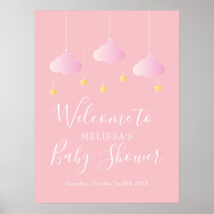 Poster Bienvenue à la Baby Shower Rose pour Bébé Fille
