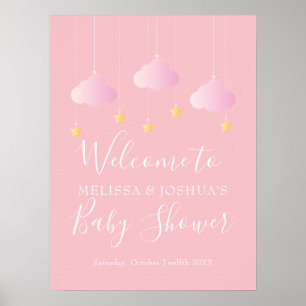 Poster Bienvenue à la Baby Shower Rose pour Bébé Fille