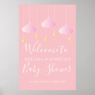 Poster Bienvenue à la Baby Shower Rose pour Bébé Fille