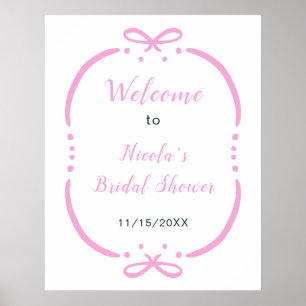 Poster Bienvenue à la Baby Shower Ruban Rose