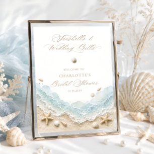 Poster Bienvenue à la Baby Shower Seashells and Wedding B