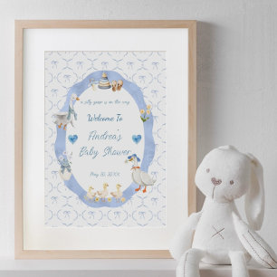 Poster Bienvenue à la Baby Shower Silly Goose pour Petit