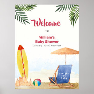Poster Bienvenue à la Baby Shower sur le thème de la Mer,