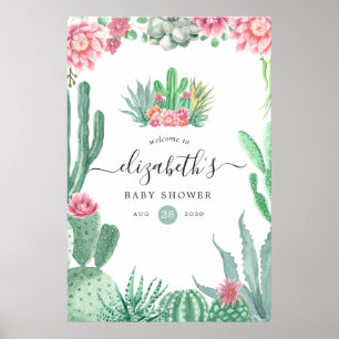 Poster Bienvenue à la baby shower sur les succulentes à l