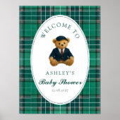 Poster Bienvenue à la Baby Shower Teddy Bear Preppy Boy (Devant)