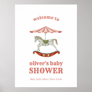 Poster Bienvenue à la Baby Shower Vintage Carrousel de Ca