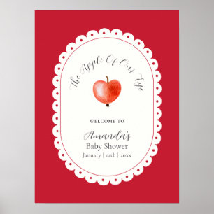 Poster Bienvenue à la Baby Shower Vintage Rustique Rouge 