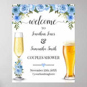 Poster Bienvenue à la douche de couples Bulles & Bières B
