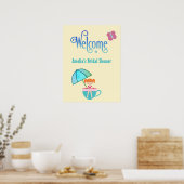Poster Bienvenue à la douche de mariage à la théière papi (Cuisine)