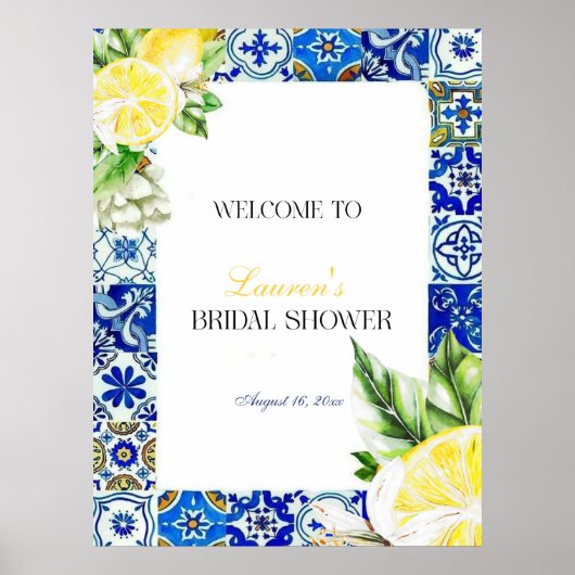 Poster Bienvenue à la douche de mariage aux citrons en ca (Devant)