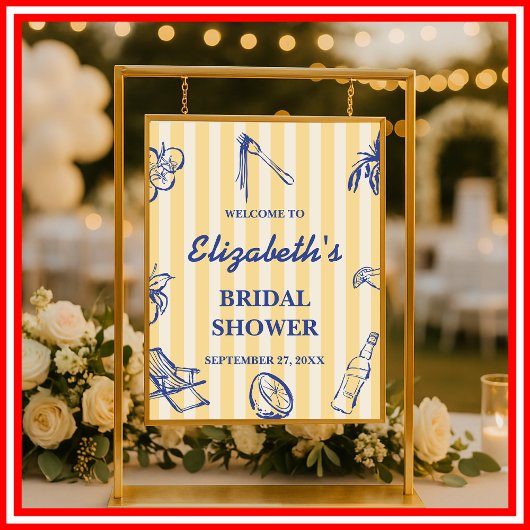 Poster Bienvenue à la douche de mariage italienne aux cit