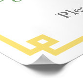 Poster Bienvenue à la douche de mariage jaune vert buis s (Coin)