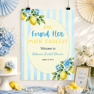 Poster Bienvenue à la douche de mariage Lemon Main Squeez