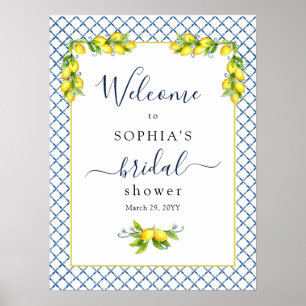 Poster Bienvenue à la douche de mariage Main squeeze Lemo
