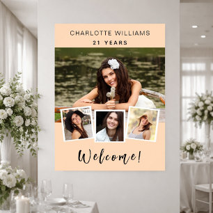 Poster Bienvenue à la fête d'anniversaire avec collage de