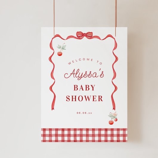 Poster Bienvenue à la fête d'anniversaire Cherry et Red R