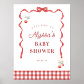 Poster Bienvenue à la fête d'anniversaire Cherry et Red R (Devant)