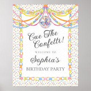Poster Bienvenue à la fête d'anniversaire Confetti