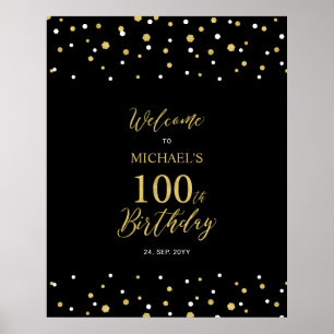Poster Bienvenue à la fête d'anniversaire de 100 ans avec