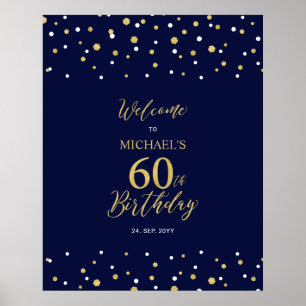 Poster Bienvenue à la fête d'anniversaire de 60 ans Gold 