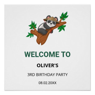 Poster Bienvenue à la fête d'anniversaire de jungle d'ani