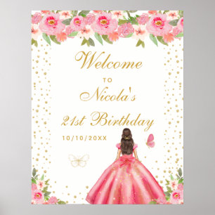 Poster Bienvenue à la fête d'anniversaire de la fille aux