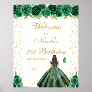 Poster Bienvenue à la fête d'anniversaire de la fille aux