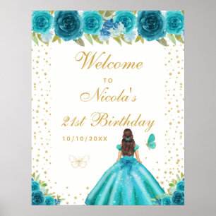Poster Bienvenue à la fête d'anniversaire de la fille aux