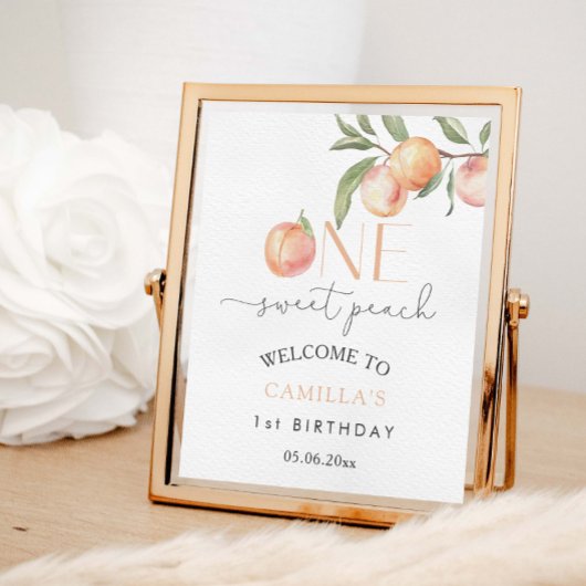 Poster Bienvenue à la fête d'anniversaire de Sweet Peach