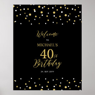 Poster Bienvenue à la fête d'anniversaire des 40 ans avec