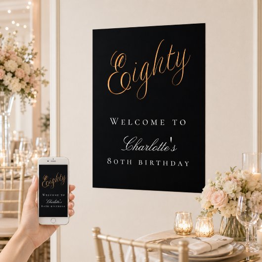 Poster Bienvenue à la fête d'anniversaire des 80 ans de l