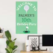 Poster Bienvenue À La Fête D'Anniversaire Du Golf (Bureau à domicile)