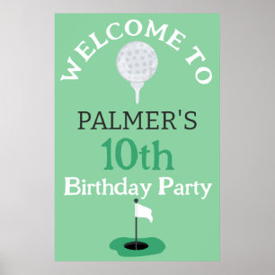 Poster Bienvenue À La Fête D'Anniversaire Du Golf