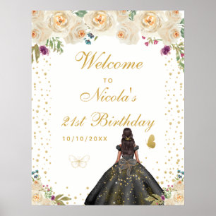 Poster Bienvenue à la fête d'anniversaire d'une fille à l