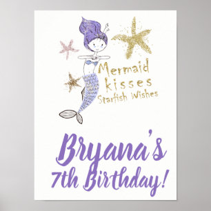 Poster Bienvenue à la fête d'anniversaire Sirène Paillett