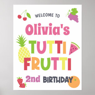Poster Bienvenue à la fête d'anniversaire Tutti Frutti co