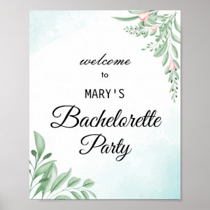 Poster Bienvenue à la fête de bachelorette bohème bleu po