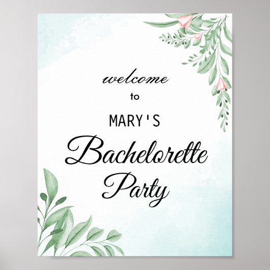 Poster Bienvenue à la fête de bachelorette boho bleu pous (Devant)