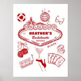 Poster Bienvenue à la fête de Bachelorette du Casino Las 