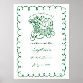 Poster Bienvenue à la fête de douche de mariée Fresh Off  (Devant)