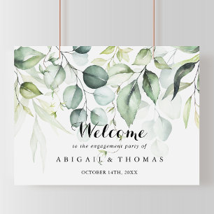 Poster Bienvenue à la fête de fiançailles au eucalyptus a