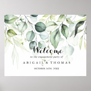Poster Bienvenue à la fête de fiançailles au eucalyptus a