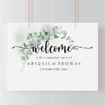 Poster Bienvenue à la fête de fiançailles au thème classi<br><div class="desc">Cette affiche de bienvenue à la fête de fiançailles au thème classique d'eucalyptus vert est parfaite pour une célébration de fiançailles rustique. Le design présente de belles feuilles d'eucalyptus vert à l'aquarelle. Rendez cette affiche unique en ajoutant le nom de la mariée et du marié, ainsi que la date des...</div>
