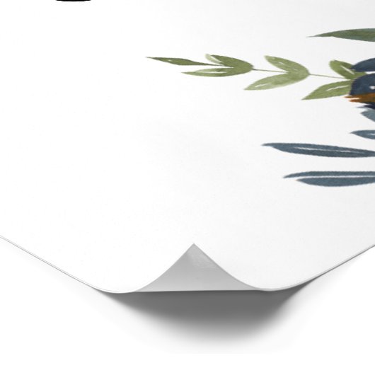 Poster Bienvenue à la fête de fiançailles Navy Blue Green (Coin)