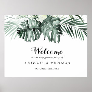 Poster Bienvenue à la fête de fiançailles Tropical Greene