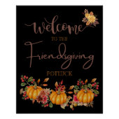 Poster Bienvenue à la fête de Friendsgiving et potluck d' (Devant)