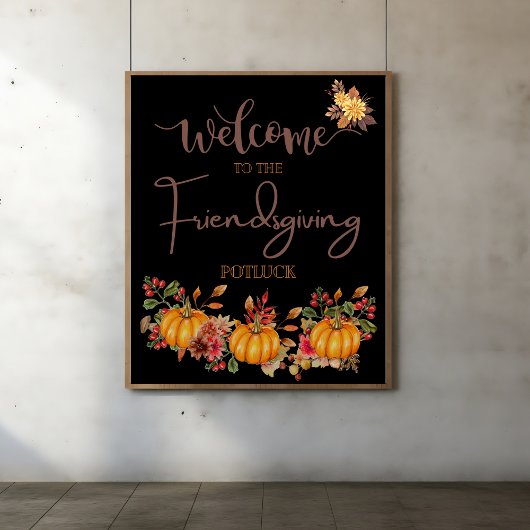 Poster Bienvenue à la fête de Friendsgiving et potluck d'