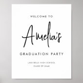 Poster Bienvenue à la fête de graduation en écriture manu (Devant)